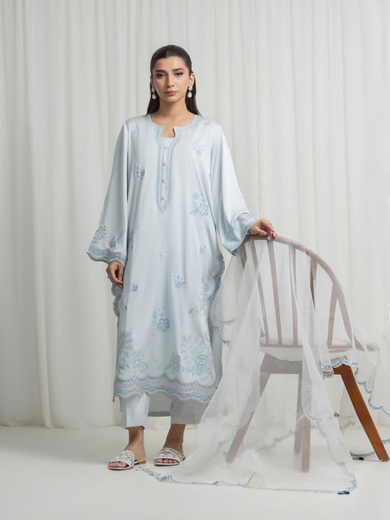 Embroidered Satin Suit