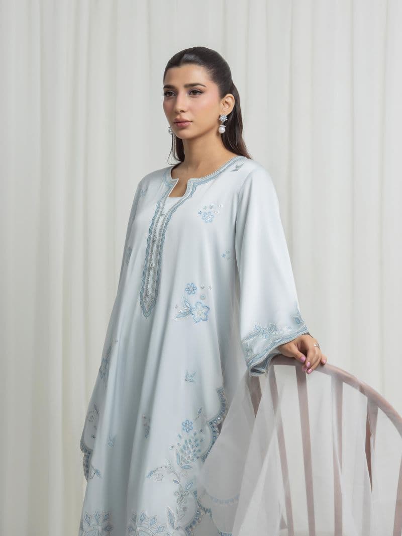 Embroidered Satin Suit
