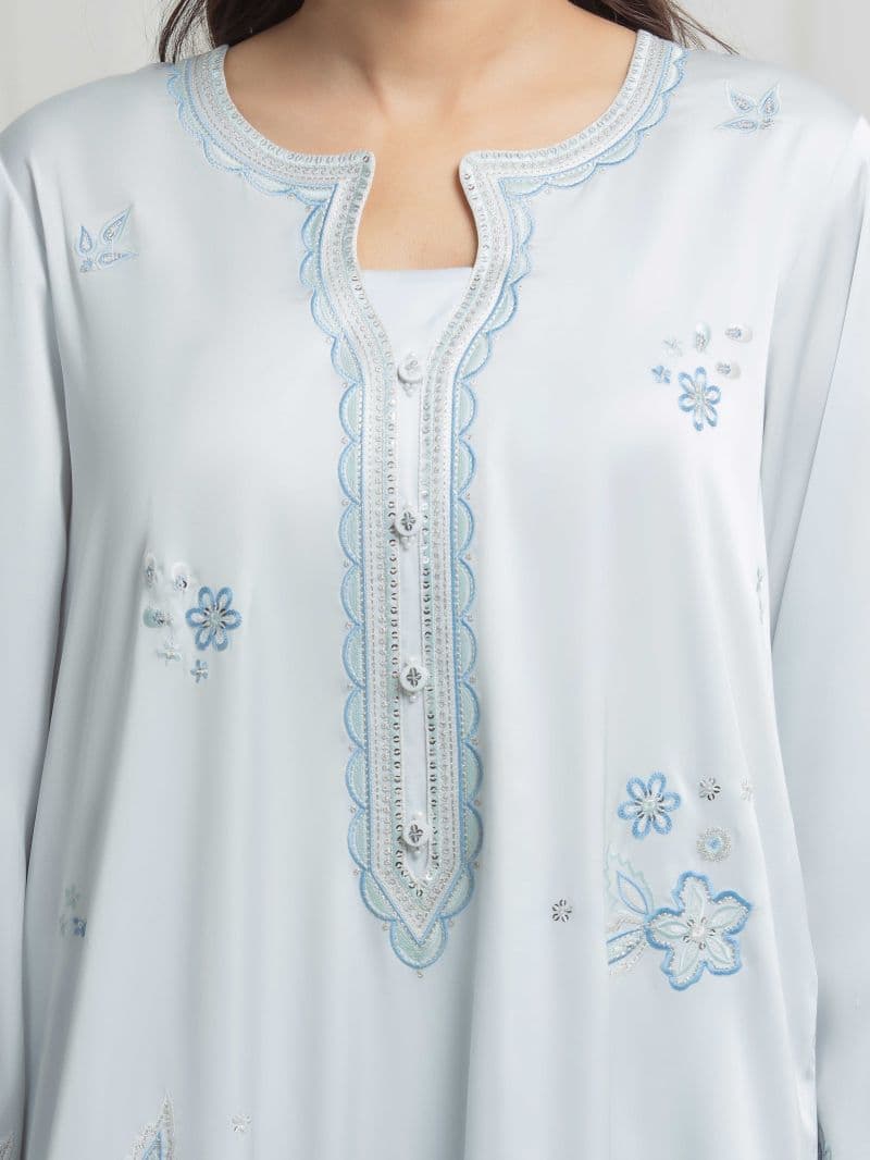 Embroidered Satin Suit