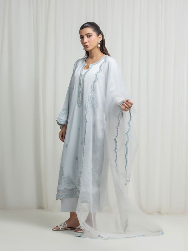 Embroidered Satin Suit