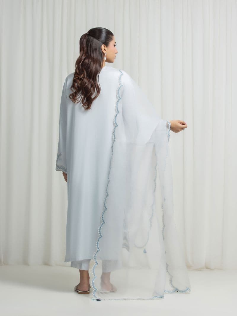 Embroidered Satin Suit