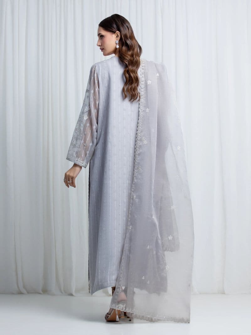 Embroidered Chiffon Suit - EWU6V25-33549-3P thumbnail