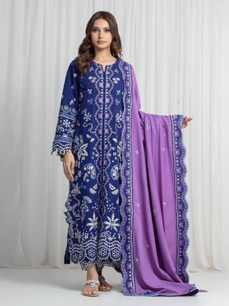 Embroidered Khaddar Suit - EWU6V11-34000-3P thumbnail