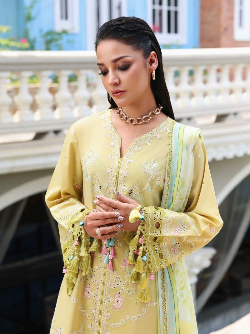 Embroidered Cambric Suit - EWU6V2-33659-3P