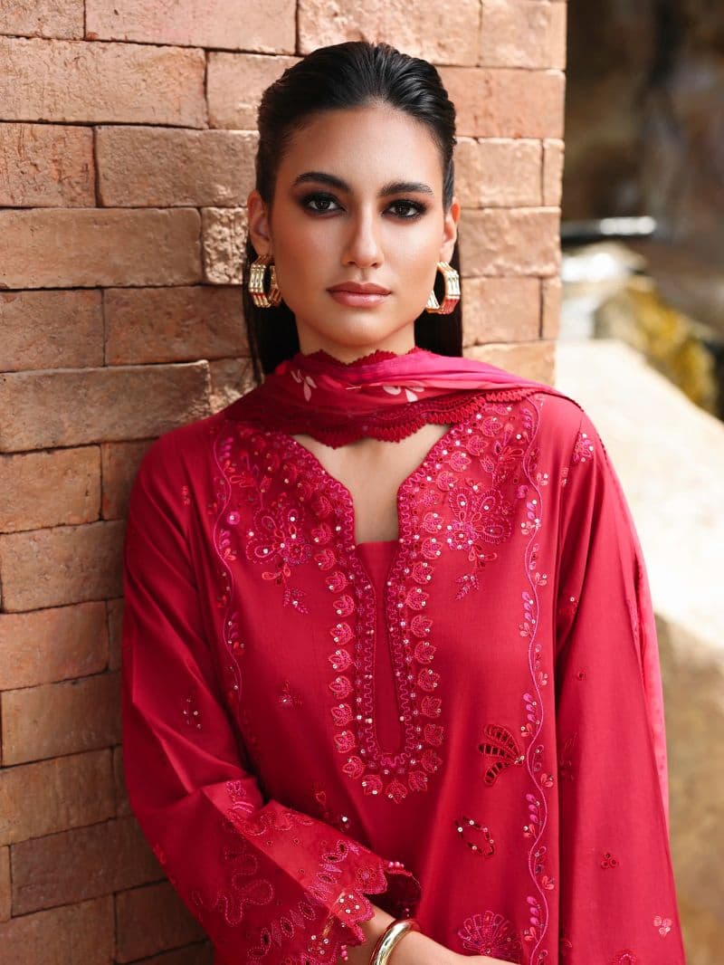 Embroidered Cambric Suit - EWU6V2-33655-3P