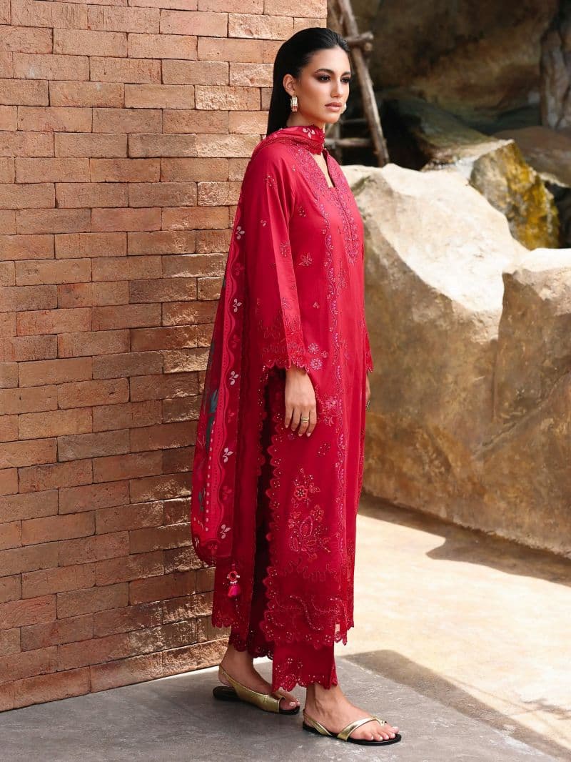 Embroidered Cambric Suit - EWU6V2-33655-3P