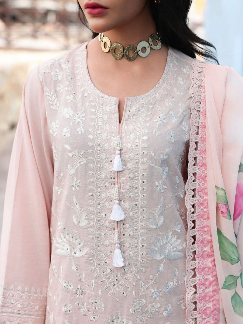 Embroidered Cambric Suit - EWU6V2-33652-3P thumbnail