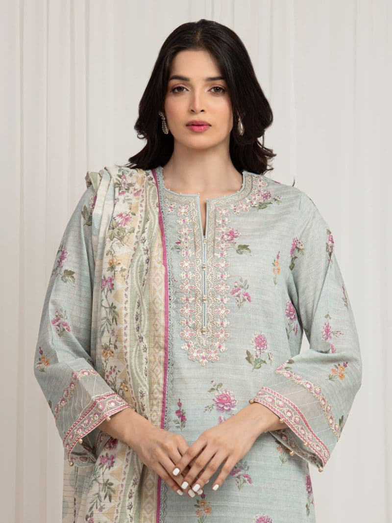 Embroidered Zari Lawn Suit - EWU6V23-33413-3P