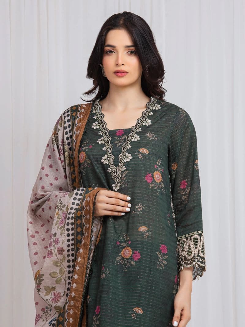 Embroidered Zari Lawn Suit - EWU6V23-33403-3P