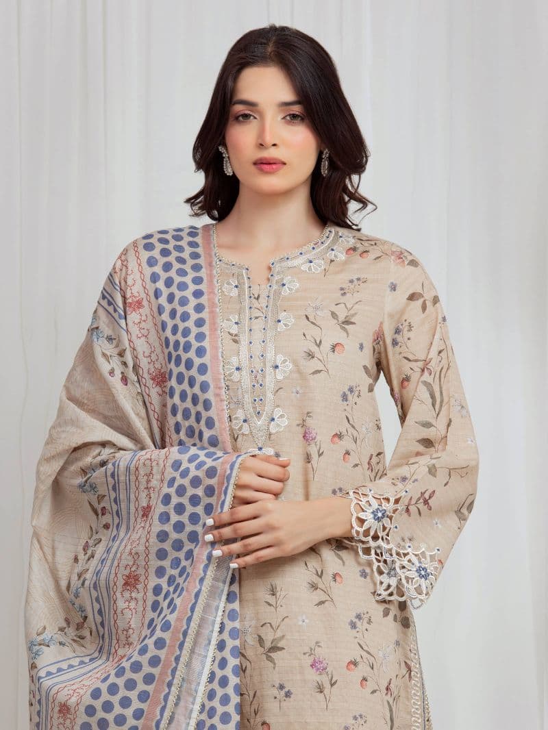Embroidered Zari Lawn Suit - EWU6V23-33406-3P
