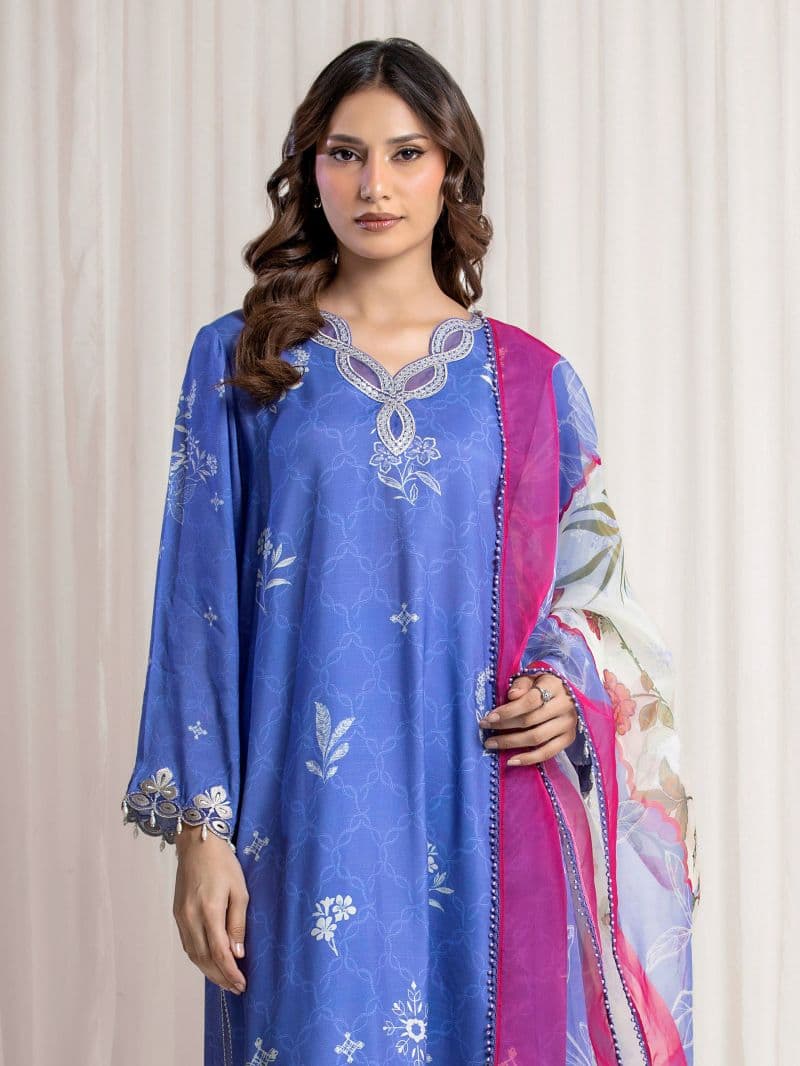 Embroidered Silk Suit - EWU6V16-33530-3P