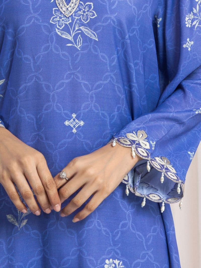Embroidered Silk Suit - EWU6V16-33530-3P