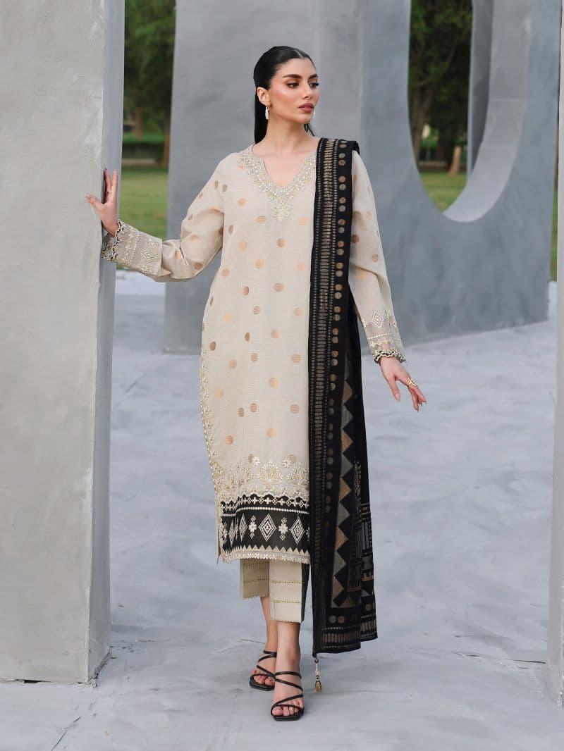 Embroidered Jacquard Suit - EWU6V3-33464-3P thumbnail