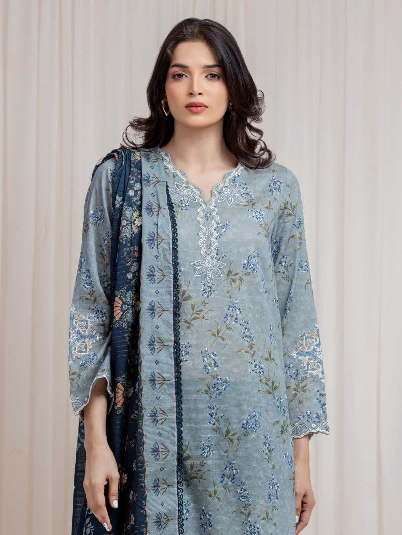 Embroidered Zari Lawn Suit - EWU6V23-33420-3P