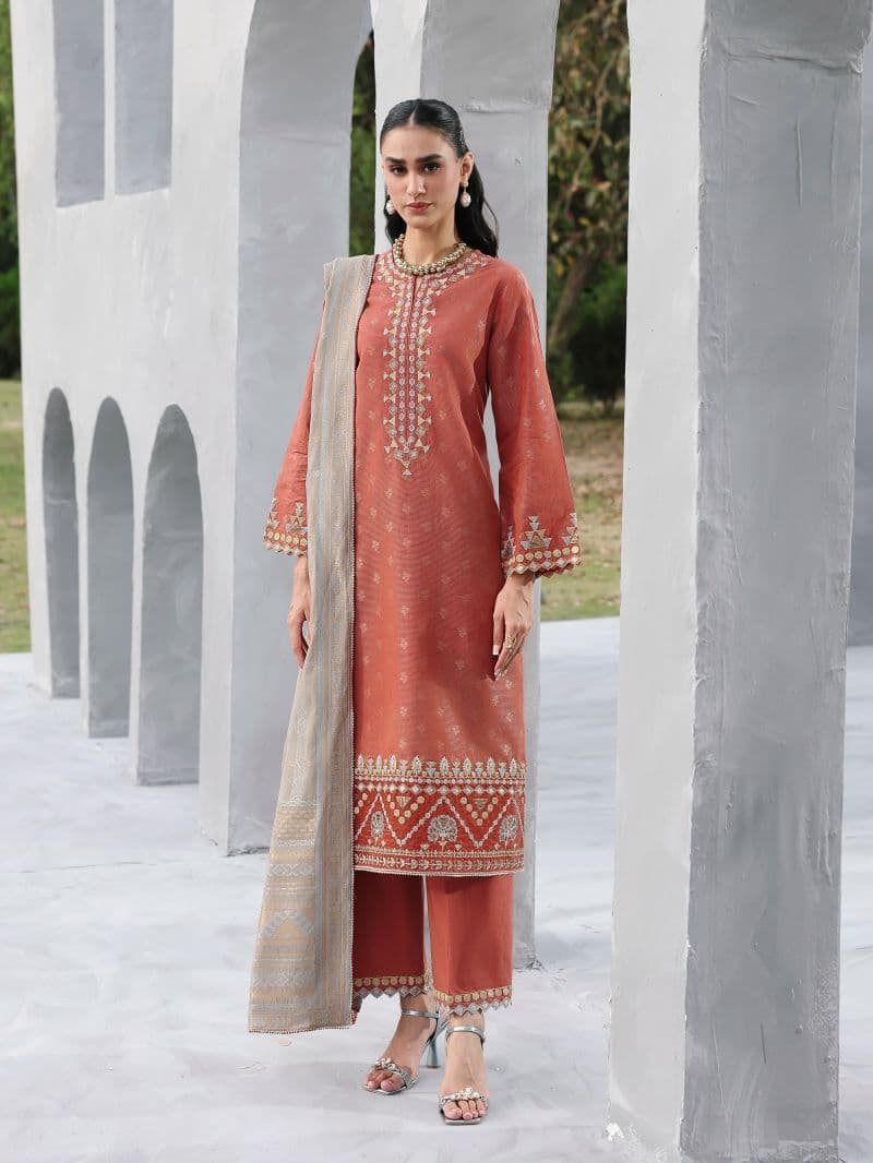 Embroidered Jacquard Suit - EWU6V3-33461-3P