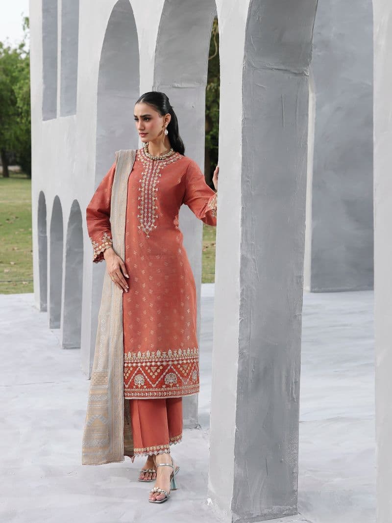 Embroidered Jacquard Suit - EWU6V3-33461-3P