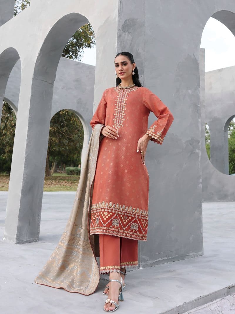 Embroidered Jacquard Suit - EWU6V3-33461-3P