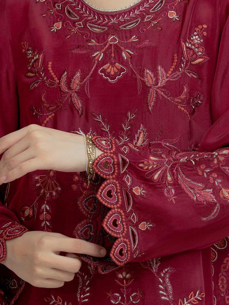 Embroidered Silk Suit - EWU6V24-32102-3P thumbnail