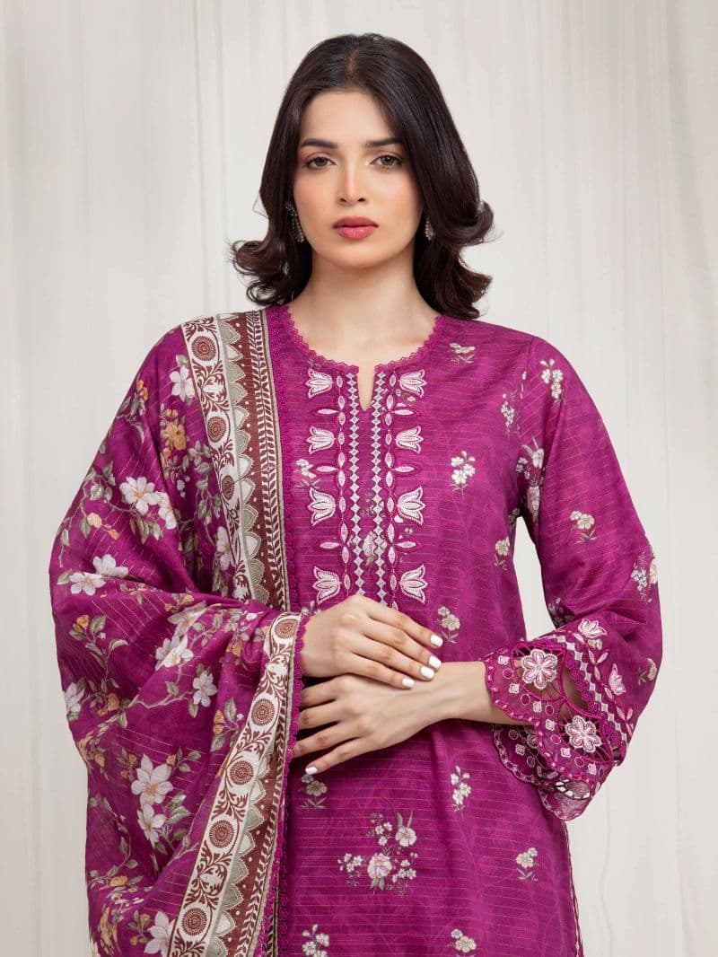 Embroidered Zari Lawn Suit - EWU6V23-33410-3P