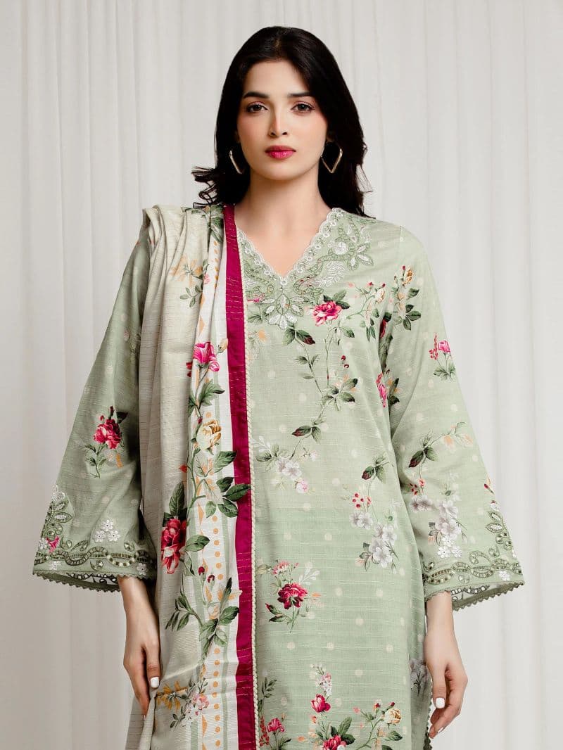 Embroidered Zari Lawn Suit - EWU6V23-33405-3P