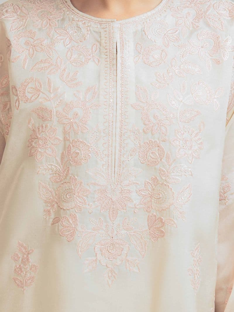 Embroidered Silk Suit - EWU6V24-32103-3P
