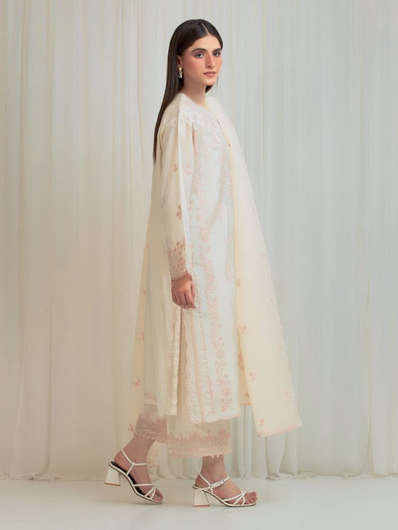 Embroidered Silk Suit - EWU6V24-32103-3P