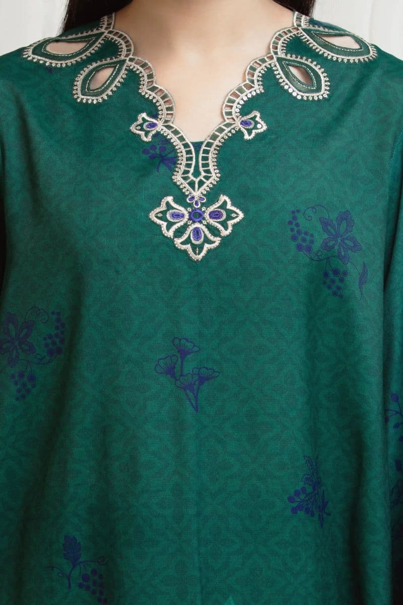 Embroidered Raw Silk Suit - EWU6V16-33531-3P thumbnail