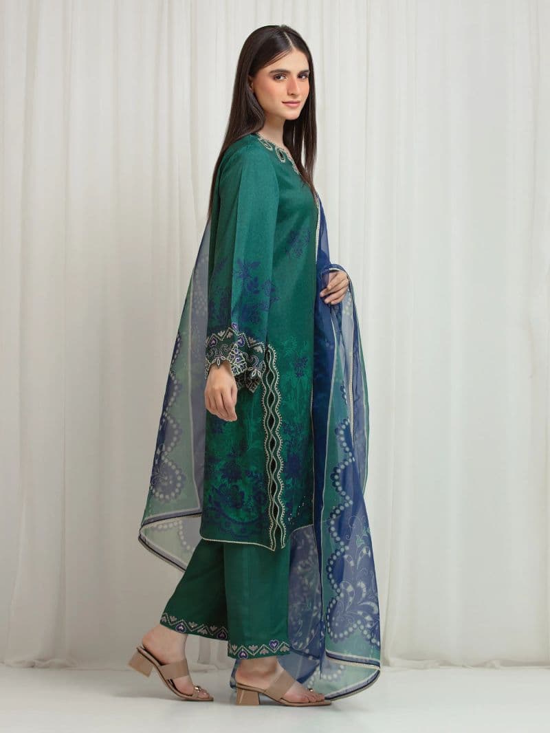 Embroidered Raw Silk Suit - EWU6V16-33531-3P thumbnail