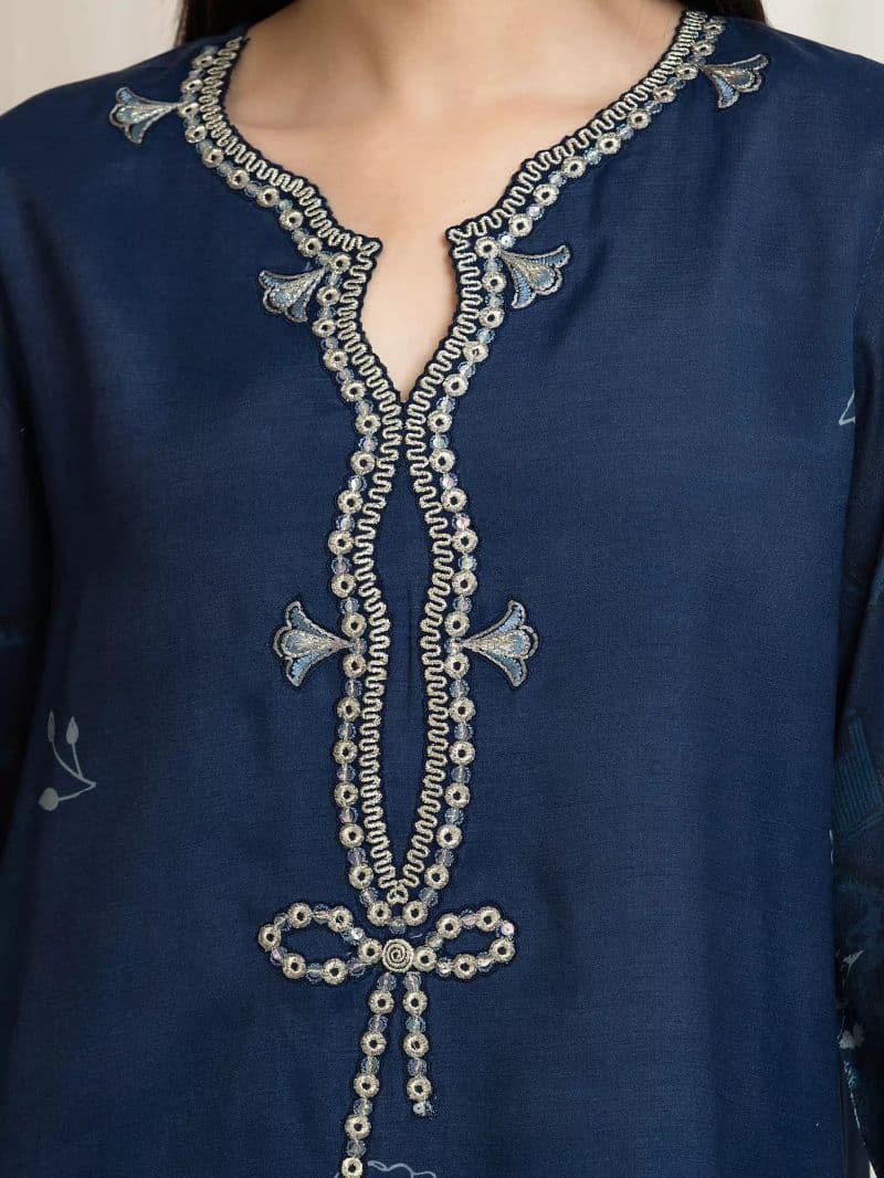 Embroidered Raw Silk Suit - EWU6V16-33532-3P thumbnail