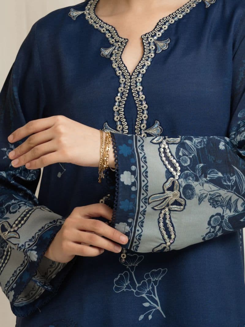 Embroidered Raw Silk Suit - EWU6V16-33532-3P thumbnail