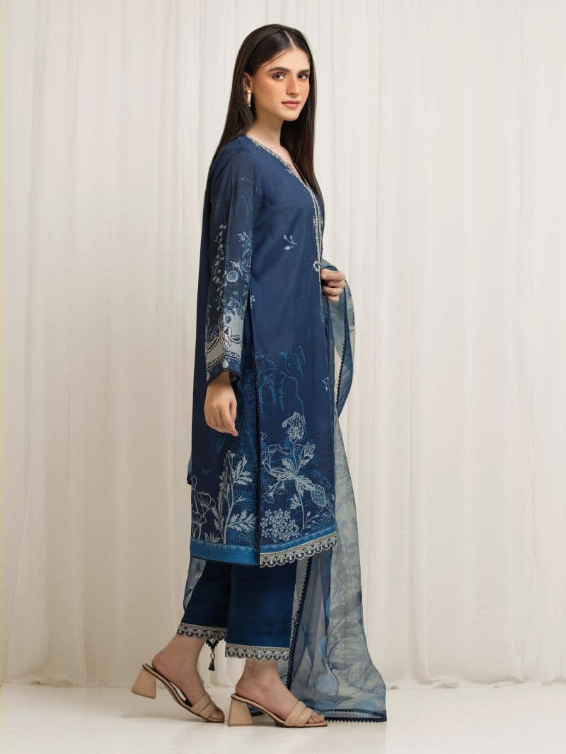 Embroidered Raw Silk Suit - EWU6V16-33532-3P thumbnail