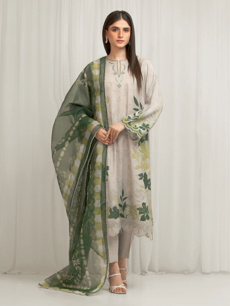 Embroidered Raw Silk Suit - EWU6V16-33534-3P thumbnail
