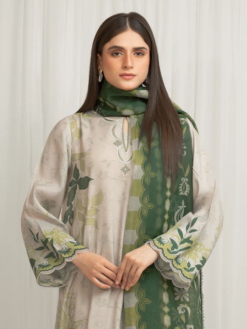 Embroidered Raw Silk Suit - EWU6V16-33534-3P thumbnail