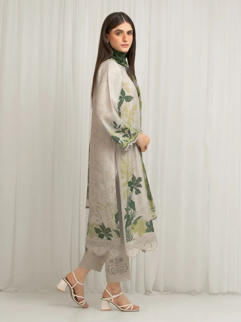 Embroidered Raw Silk Suit - EWU6V16-33534-3P thumbnail