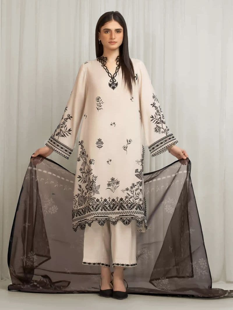 Embroidered Raw Silk Suit - EWU6V16-33533-3P thumbnail
