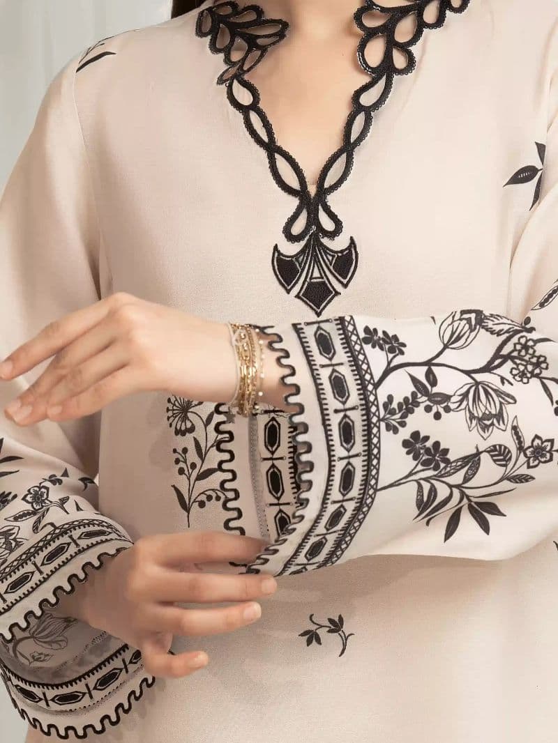 Embroidered Raw Silk Suit - EWU6V16-33533-3P thumbnail
