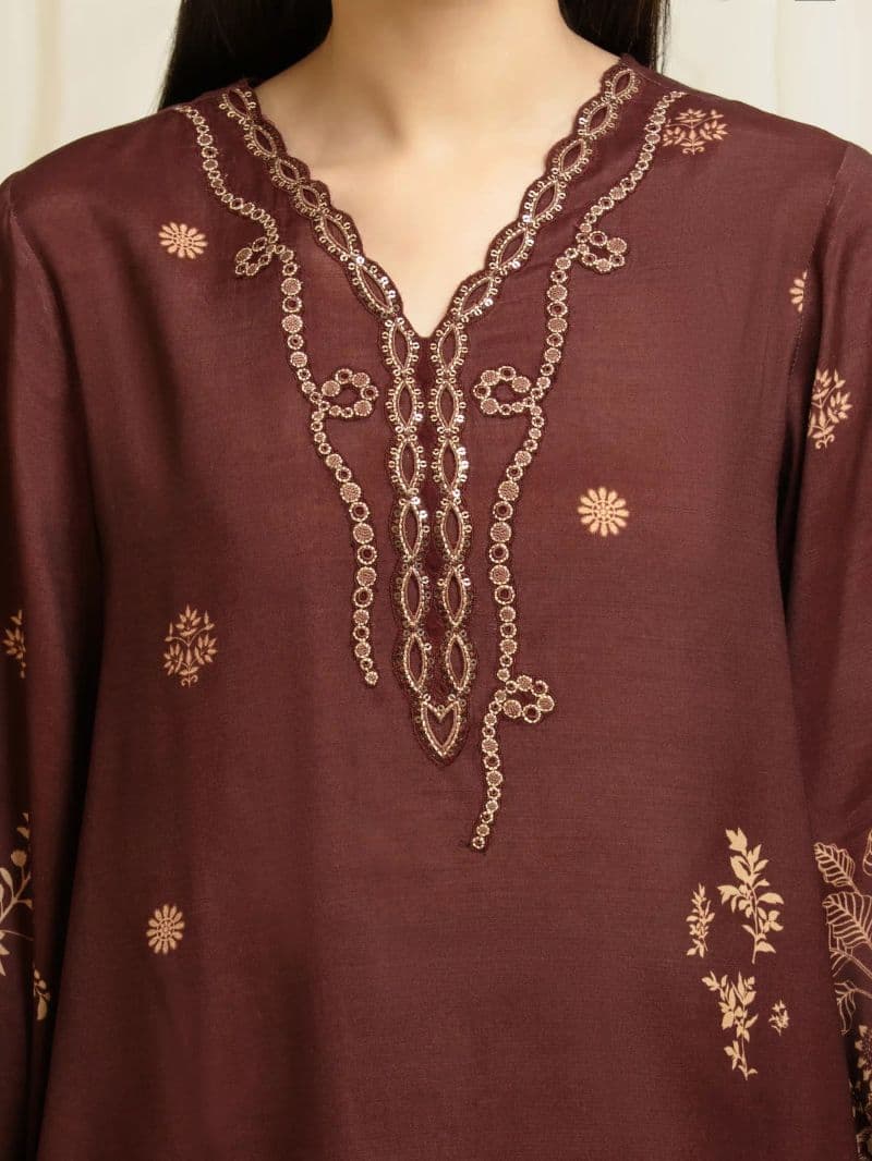 Embroidered Silk Suit - EWU6V16-33538-3P thumbnail