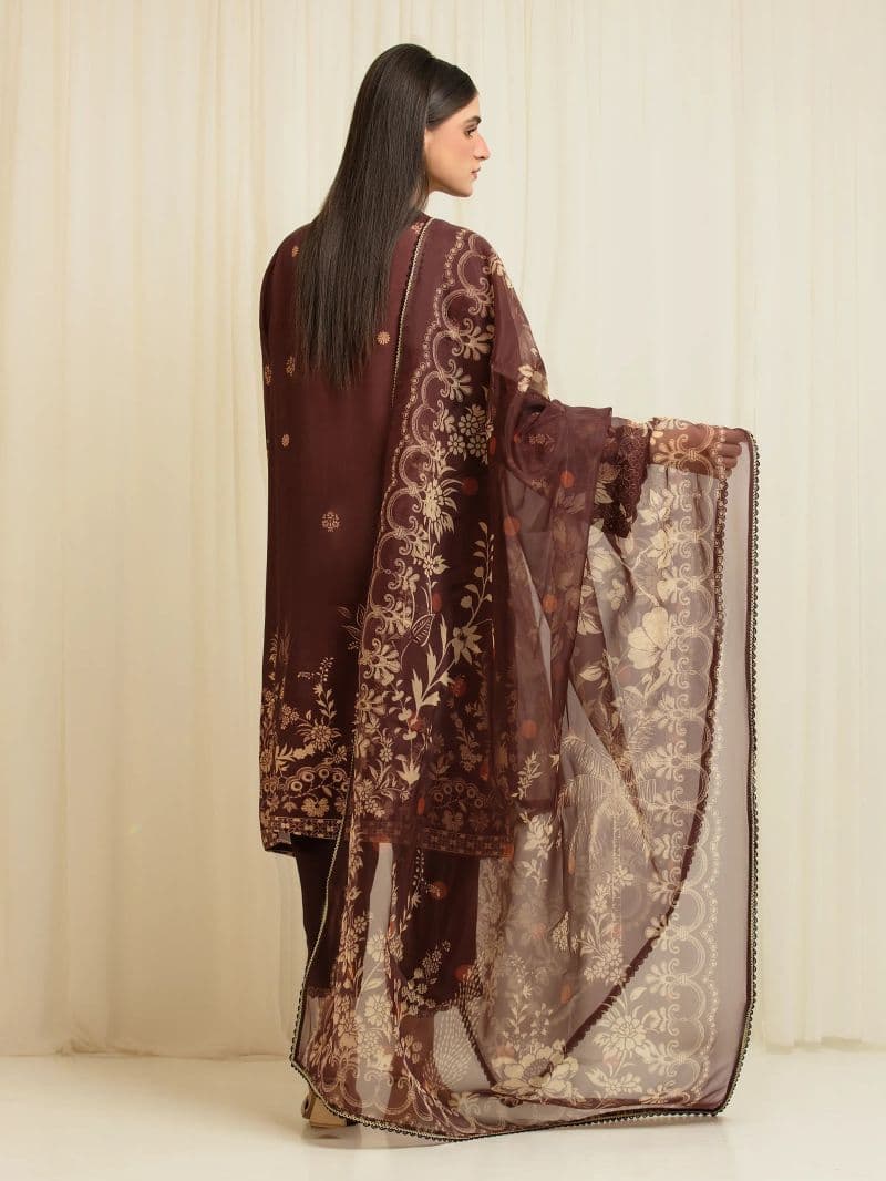 Embroidered Silk Suit - EWU6V16-33538-3P thumbnail