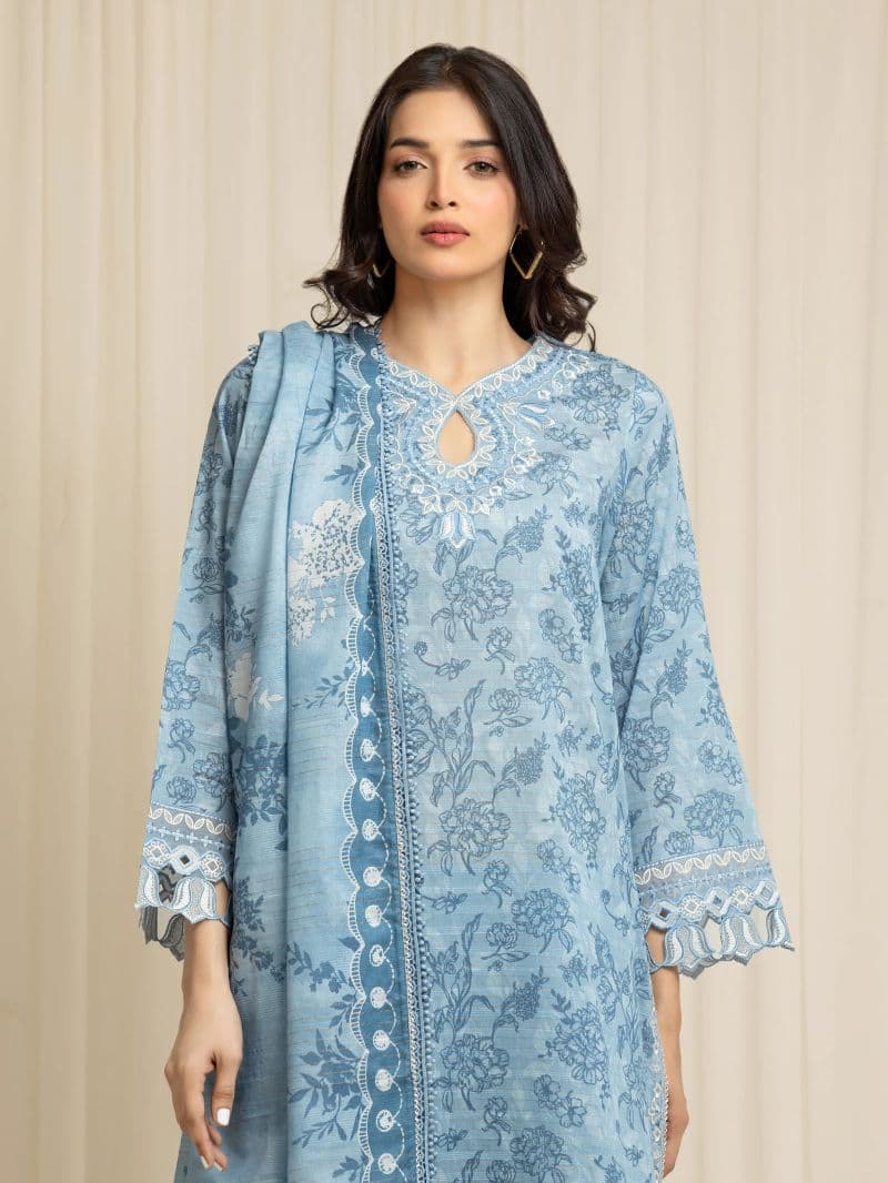Embroidered Zari Lawn Suit - EWU6V23-33416-3P