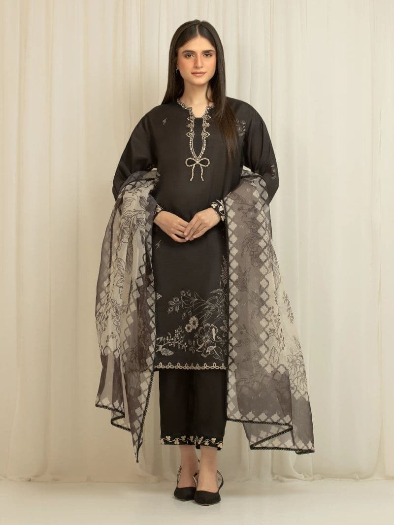 Embroidered Silk Suit - EWU6V16-33536-3P thumbnail
