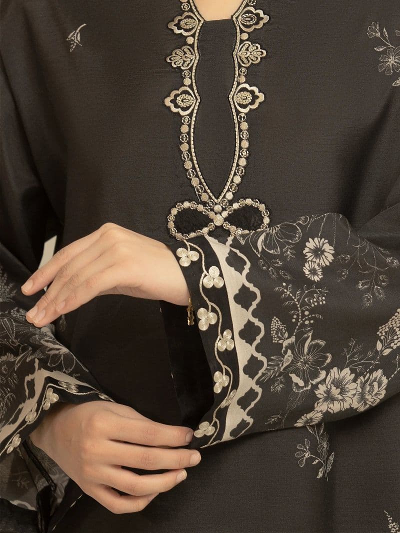 Embroidered Silk Suit - EWU6V16-33536-3P thumbnail