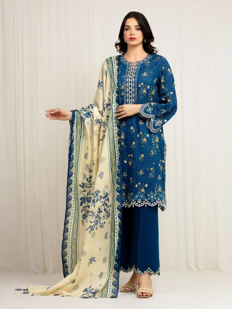 Embroidered Zari Lawn Suit - EWU6V23-33404-3P