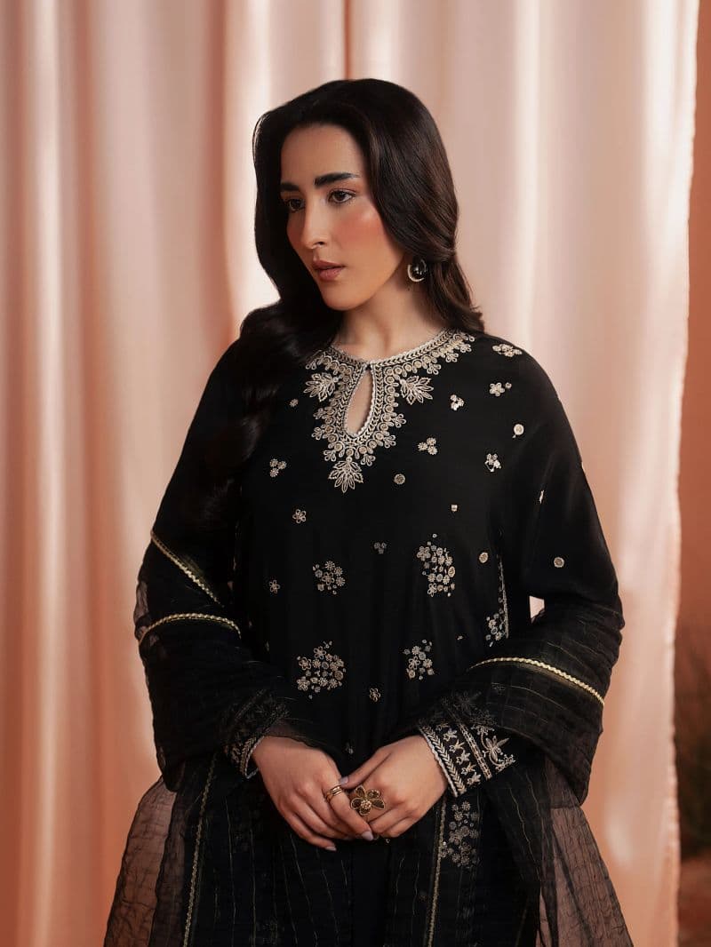 Embroidered Silk Suit - EWU6V16-32099-3P thumbnail