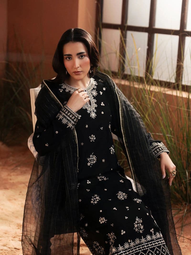 Embroidered Silk Suit - EWU6V16-32099-3P thumbnail