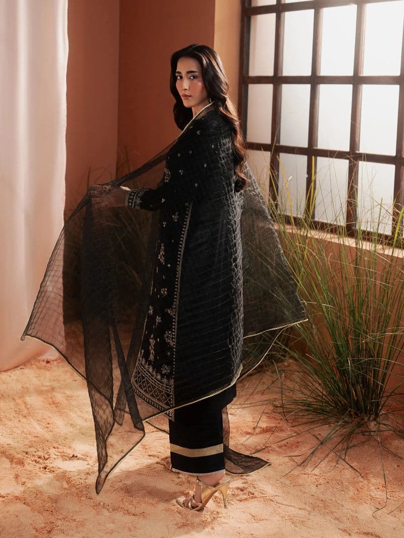 Embroidered Silk Suit - EWU6V16-32099-3P thumbnail