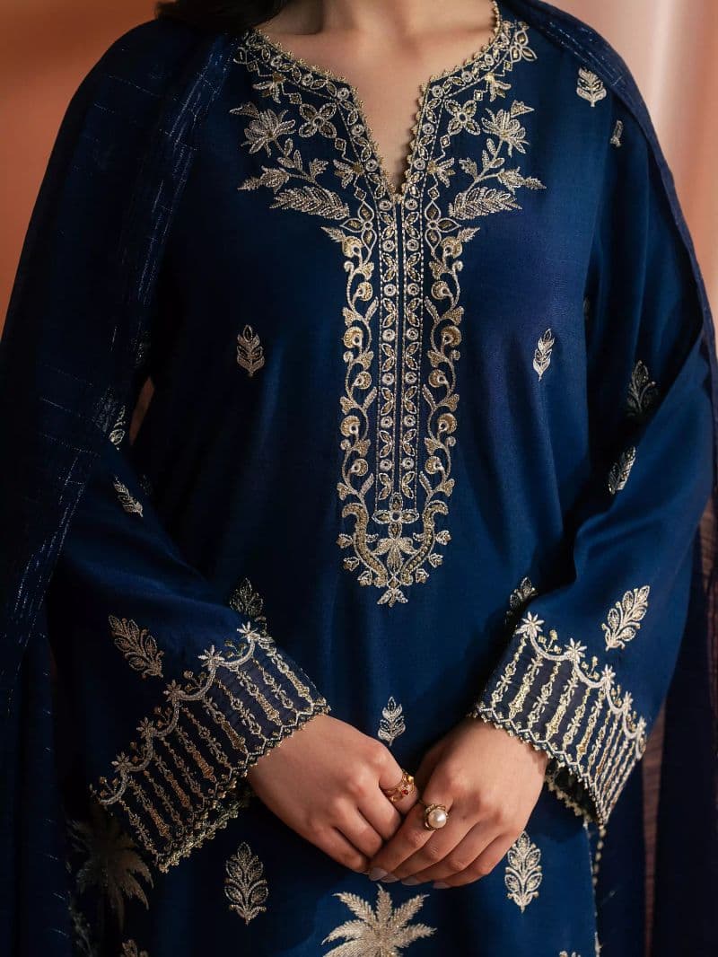 Embroidered Silk Suit - EWU6V16-32096-3P thumbnail