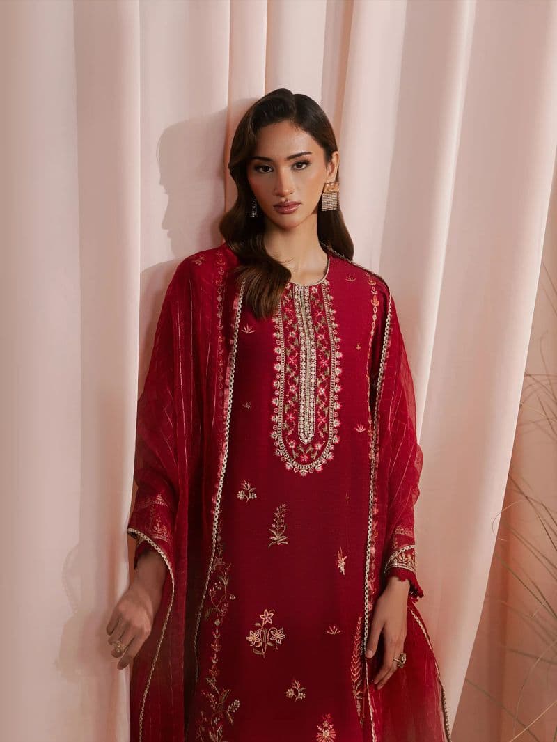 Embroidered Karandi Suit - EWU6V22-32091-3P thumbnail