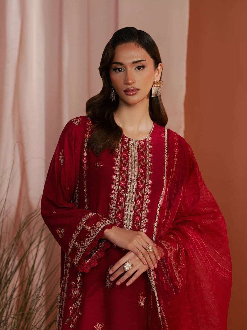 Embroidered Karandi Suit - EWU6V22-32091-3P thumbnail