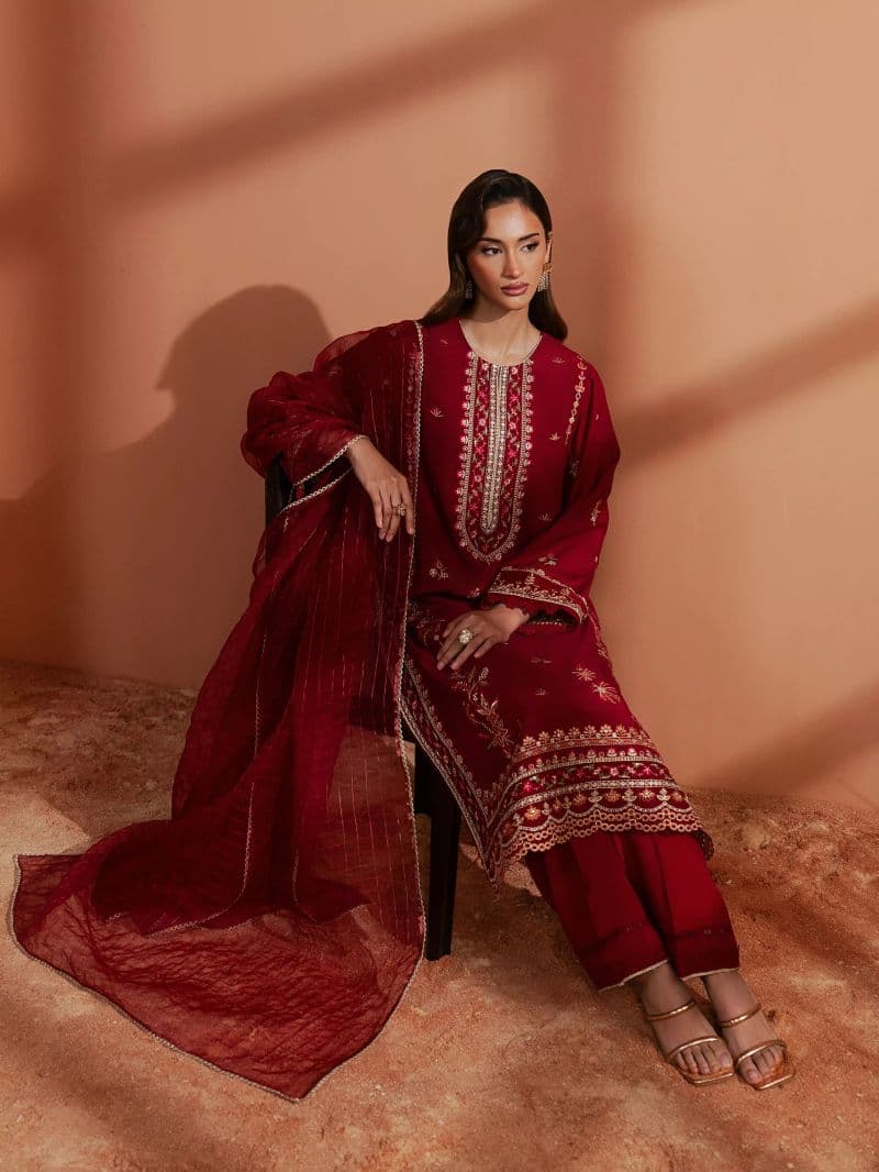 Embroidered Karandi Suit - EWU6V22-32091-3P thumbnail