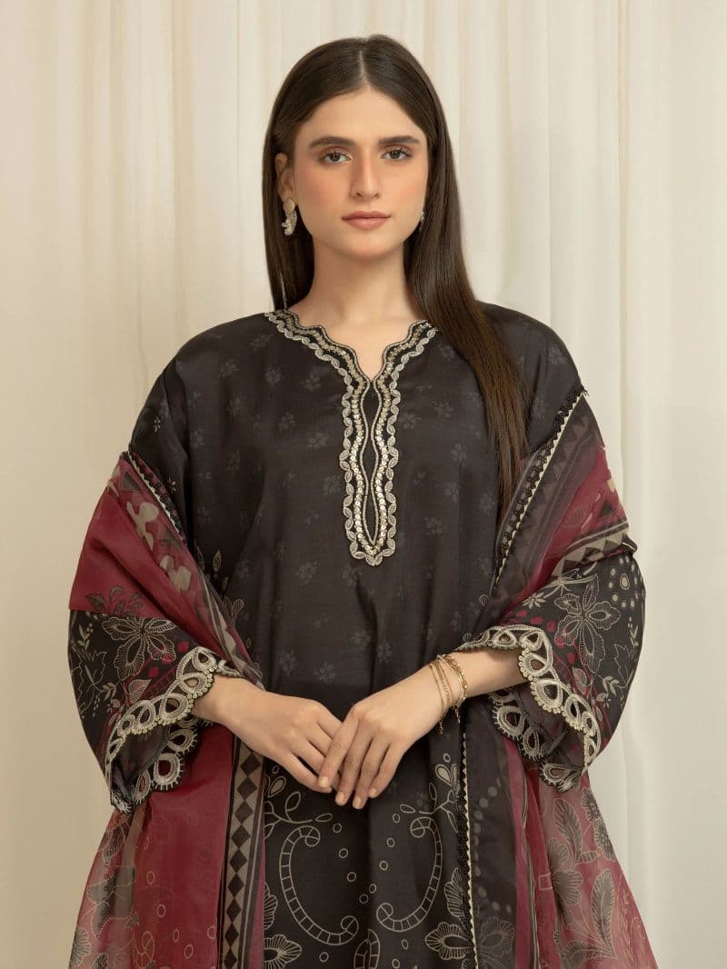Embroidered Silk Suit - EWU6V16-33535-3P
